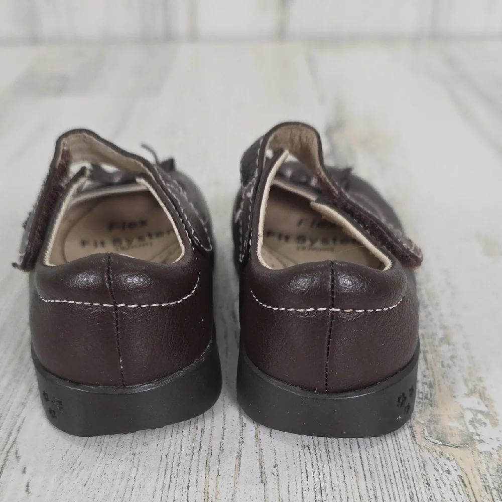 Pediped Leather Dark Brown Mary Janes Dress Shoes Flex Fit System Size 5 EU 20